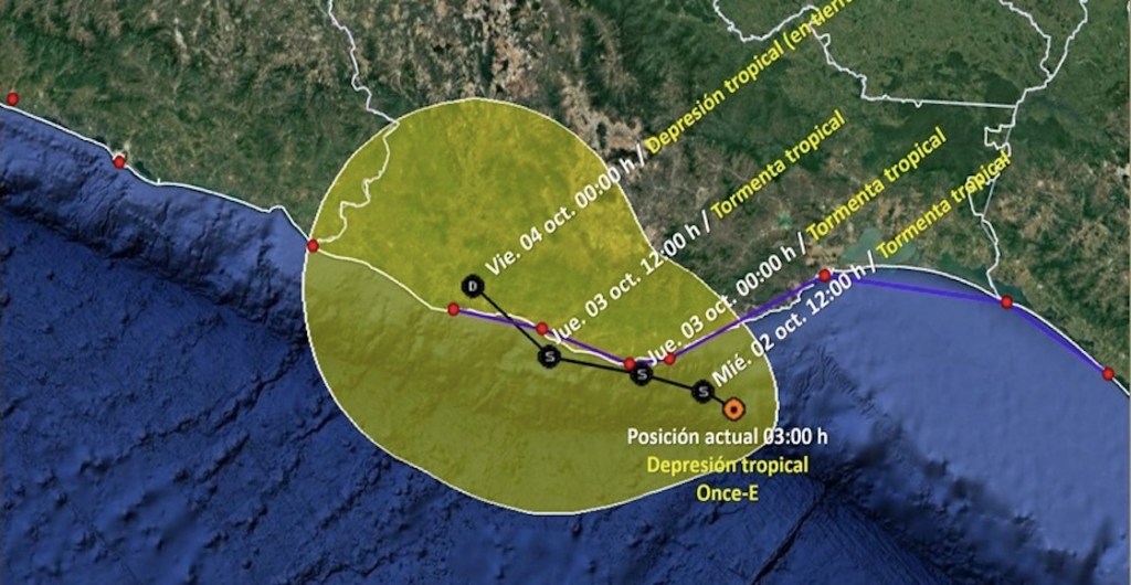 Once-E: La depresión tropical que amenaza costas de Oaxaca