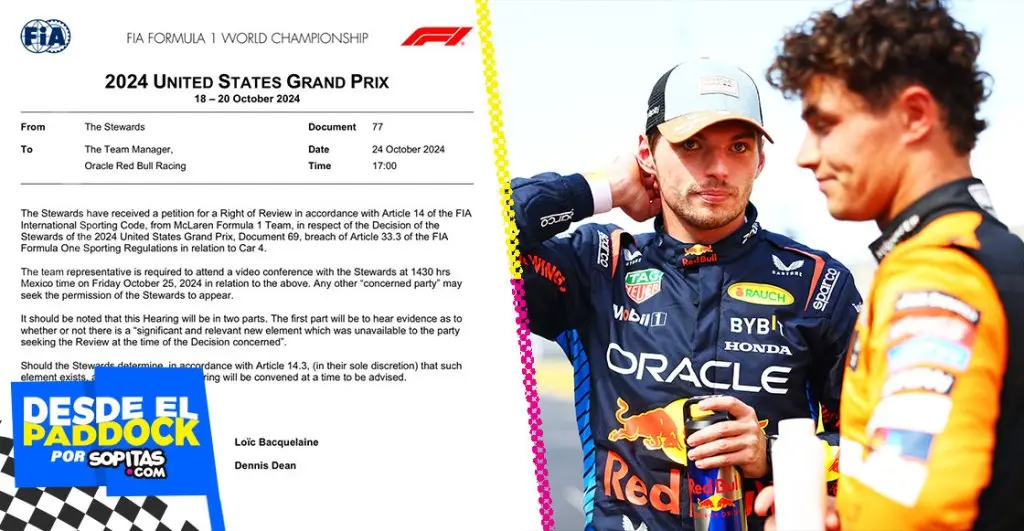 McLaren apela la sanción a Norris en el GP de México y podrían retirarle puntos a Verstappen este viernes |