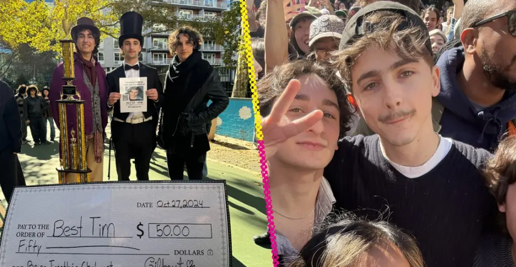 Timothée Chalamet aparece en un concurso de sus dobles en Nueva York |