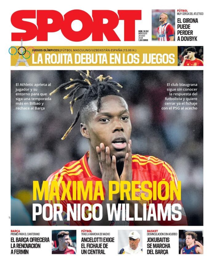 Esta es la portada SPORT de hoy, miércoles 24 de julio de 2024