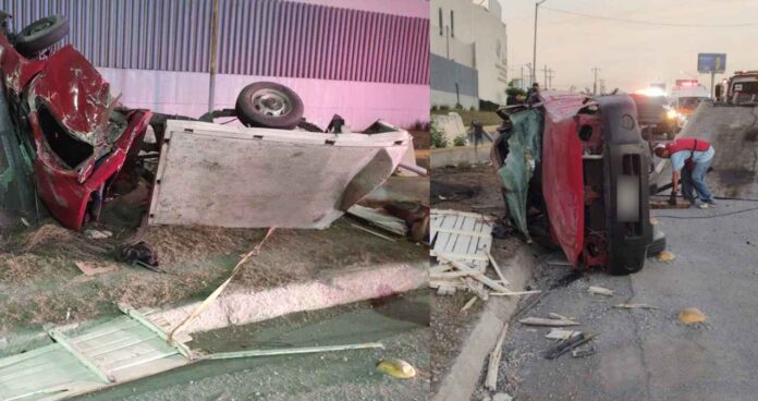 Volcadura de camioneta en Carretera Nacional deja dos heridos