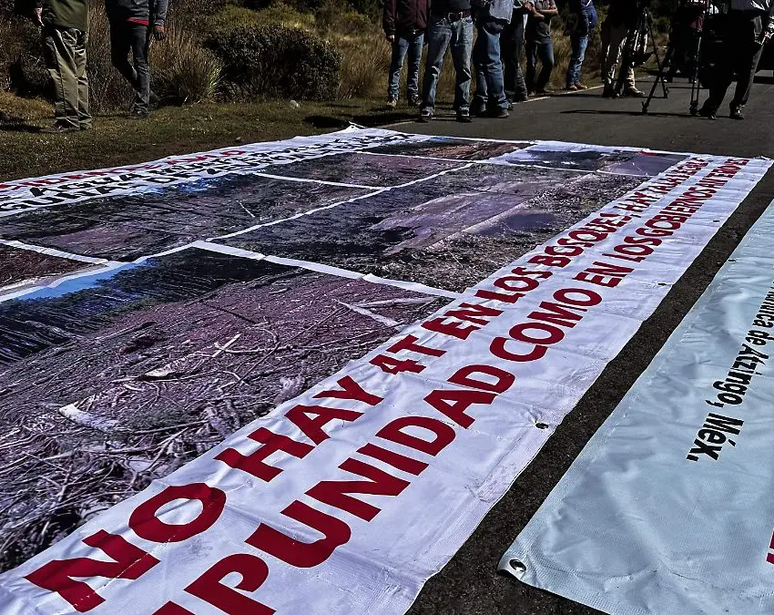 Manifestación contra tala ilegal en Ocuilan