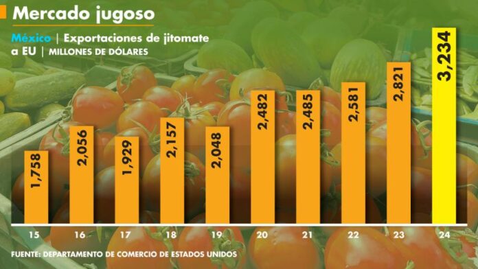 Estados Unidos anuncia arancel de 20.91% al tomate mexicano