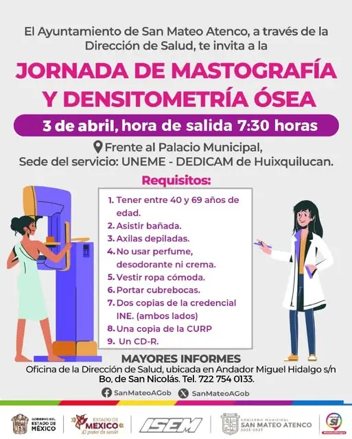 Jornada de Mastografía y Densitometría Ósea en San Mateo Atenco