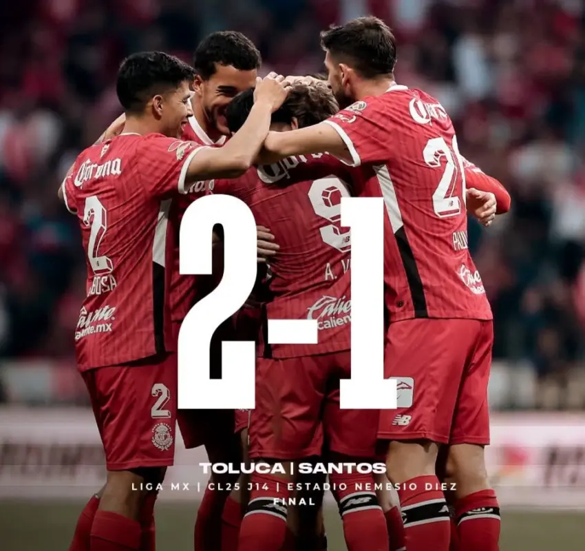 Toluca vuelve a ganar en casa, ahora frente a Santos