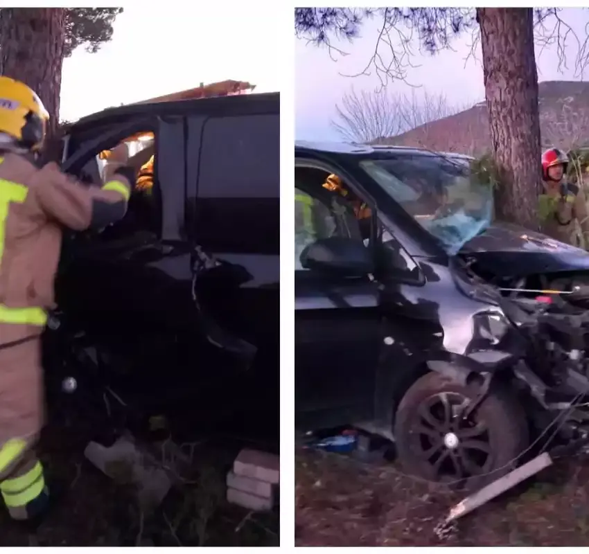 Brutal choque contra árbol