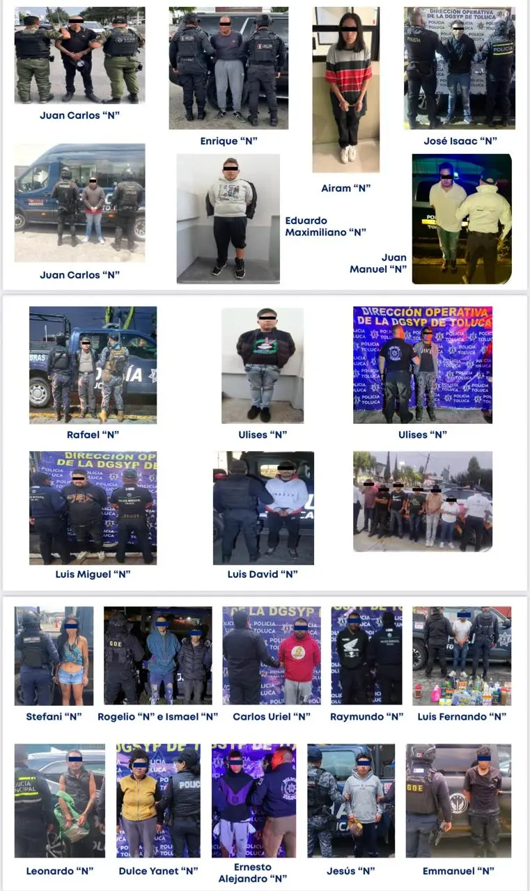 Intensifica Toluca operativos contra la delincuencia 29 detenidos