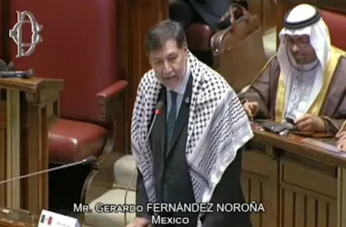 Fernández Noroña denunció situación crítica de Palestina en conferencia internacional