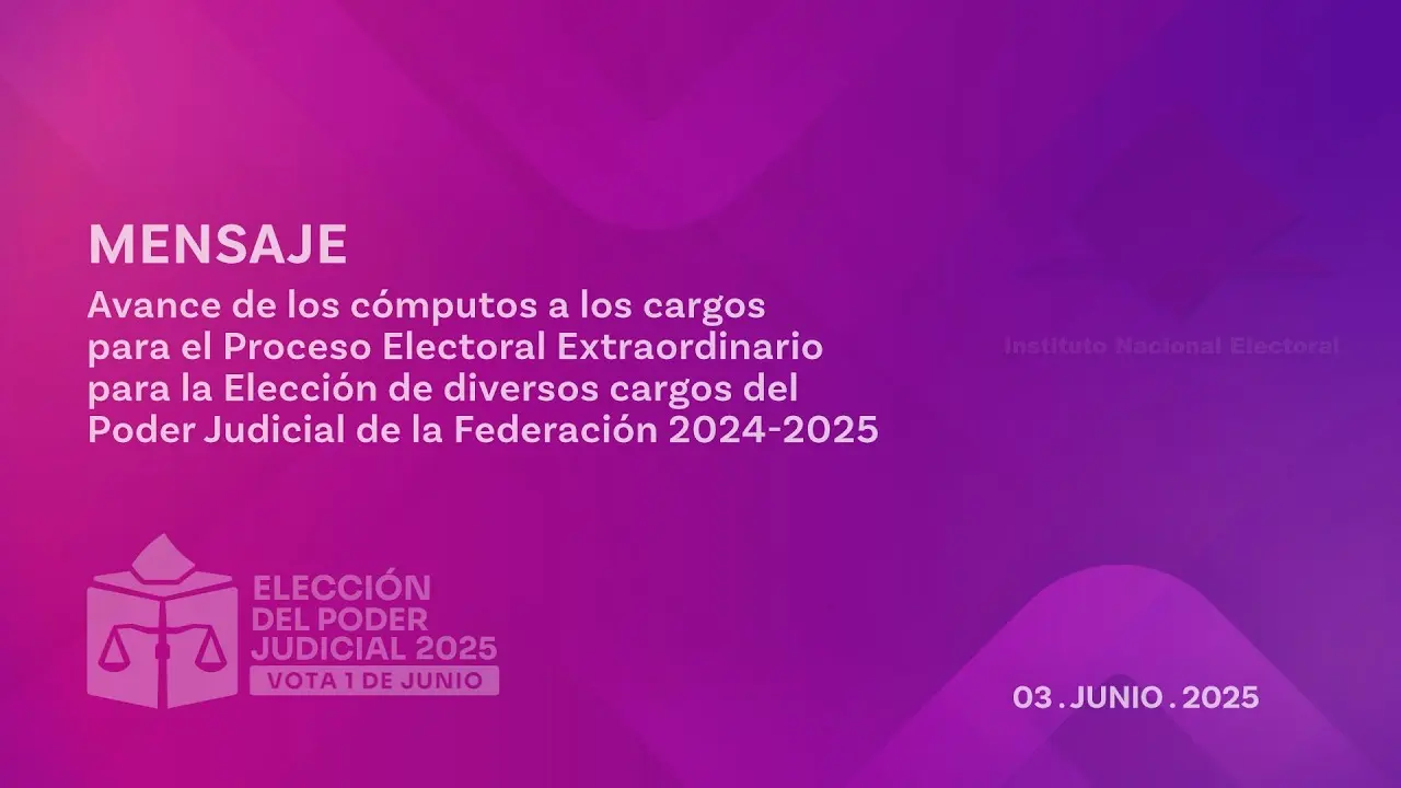 Mensaje del avance de los cómputos a los cargos para el PEE PJ F 2024 2025  03062025