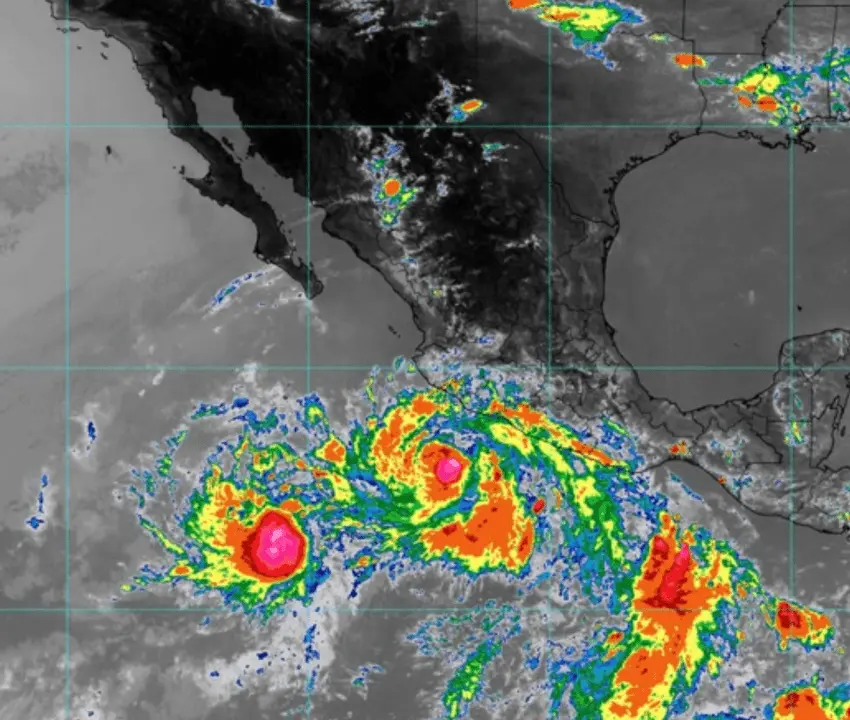 Intensas lluvias en México por tormentas tropicales Barbara y Cosme