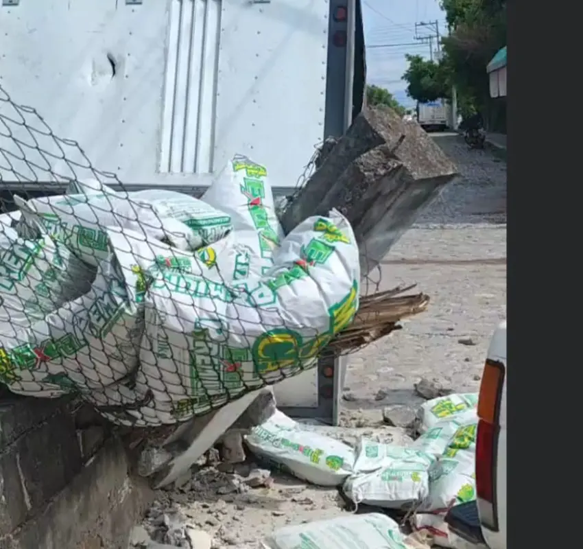 Vuelca camión cargado con 4 toneladas de Maseca