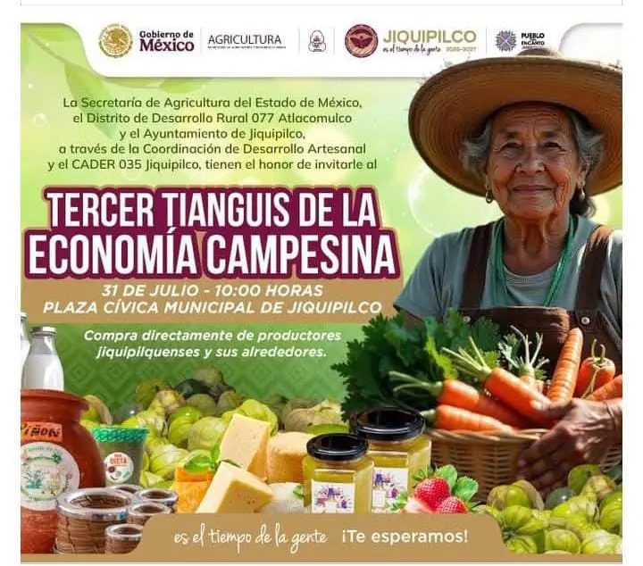 Celebrarán Tercer Tianguis de la Economía Campesina en Jiquipilco