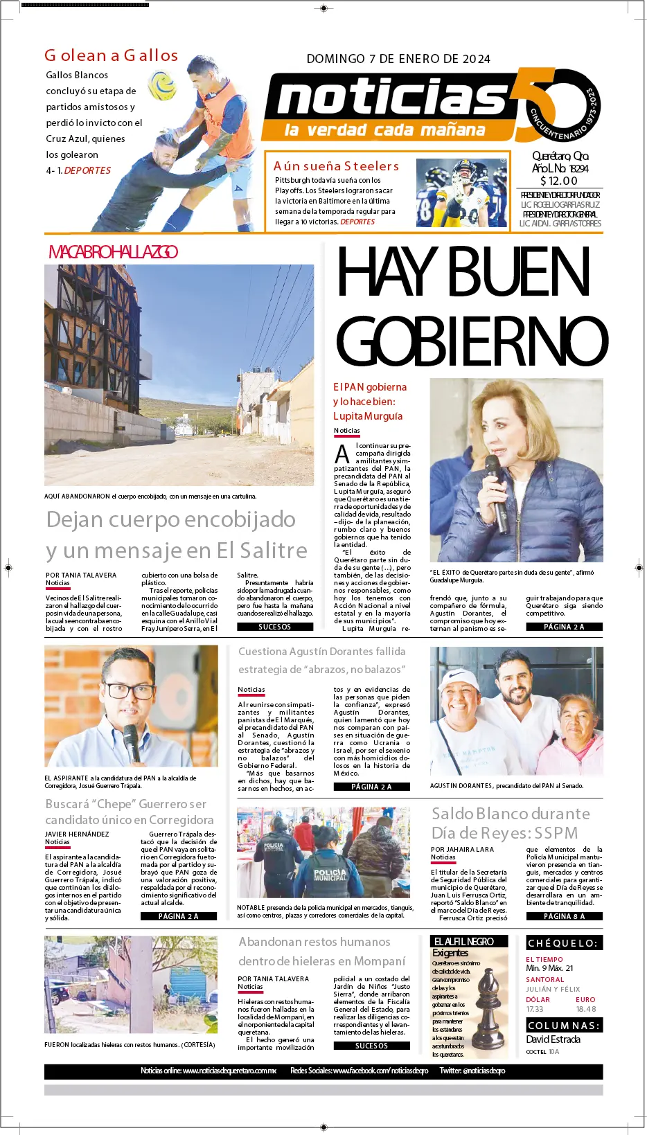 Conoce la portada de hoy   Noticias de Querétaro