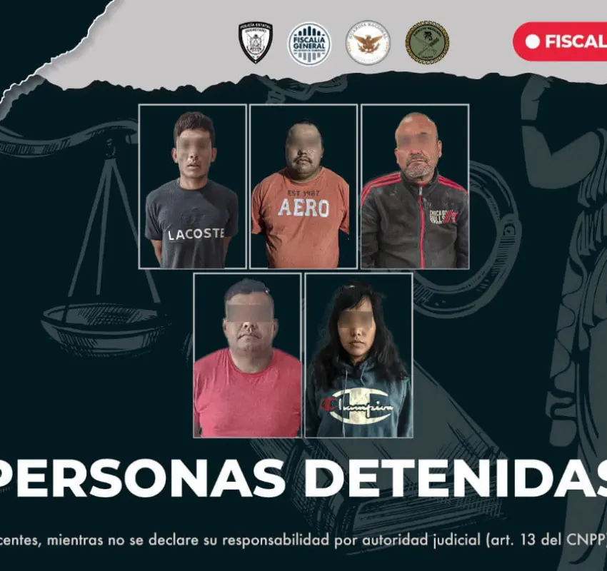 Detiene FGE a 5 personas y asegura 4 armas durante cateos, en El Marqués