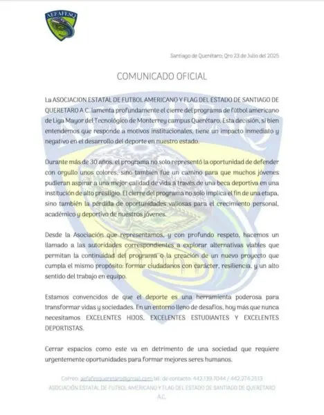 La AEFAFESQ expresa su pena por la desaparición del programa de