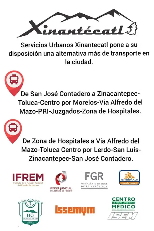 Nueva ruta de transporte en Toluca a hospitales y juzgados