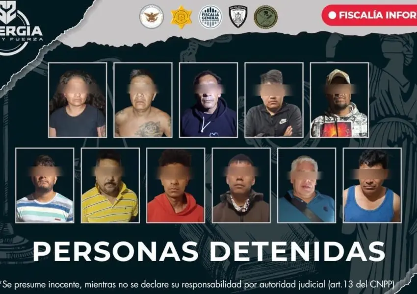 11 personas detenidos y 14 Armas aseguradas en cateos de la FGE
