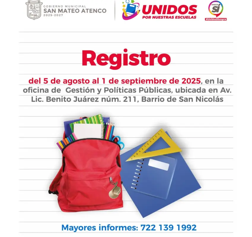 Paquetes de útiles escolares a bajo costo en San Mateo Atenco