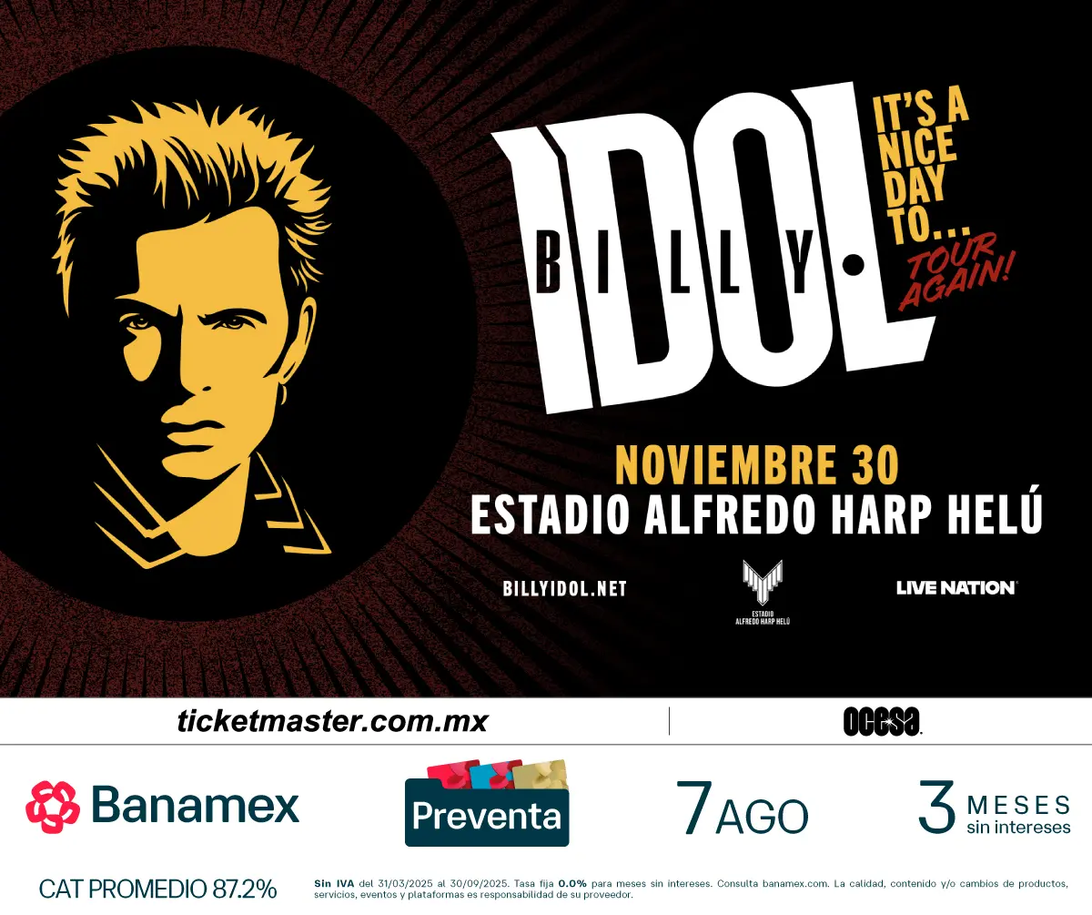 Billy Idol regresa a la CDMX con su gira Its a Nice Day To Tour