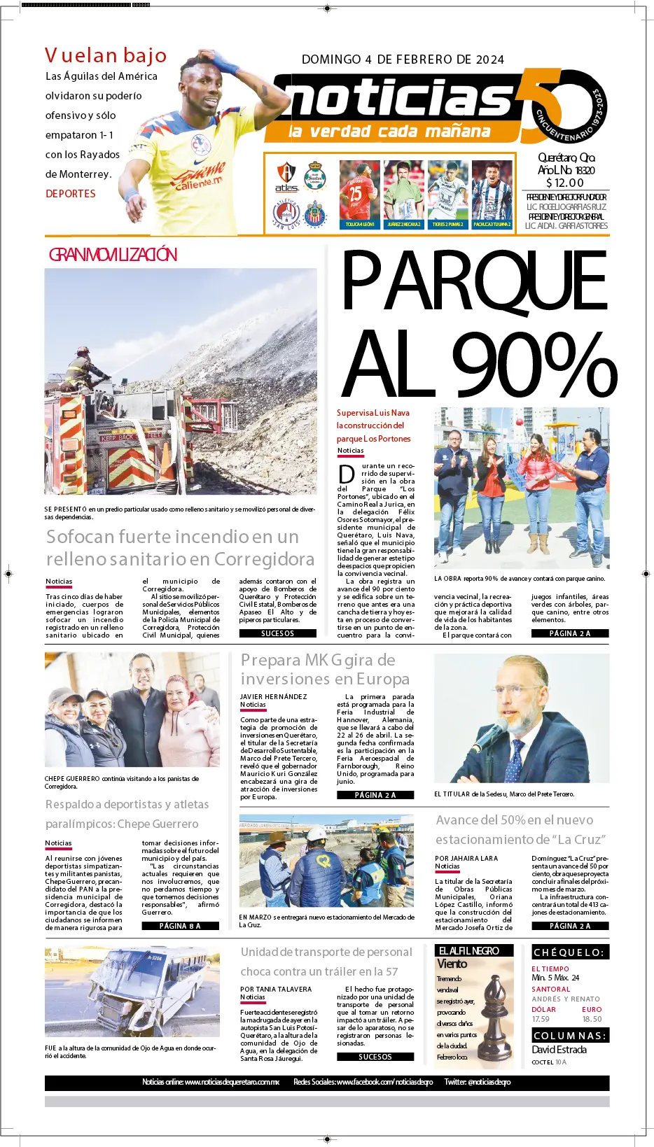 Conoce la portada de hoy   Noticias de Querétaro