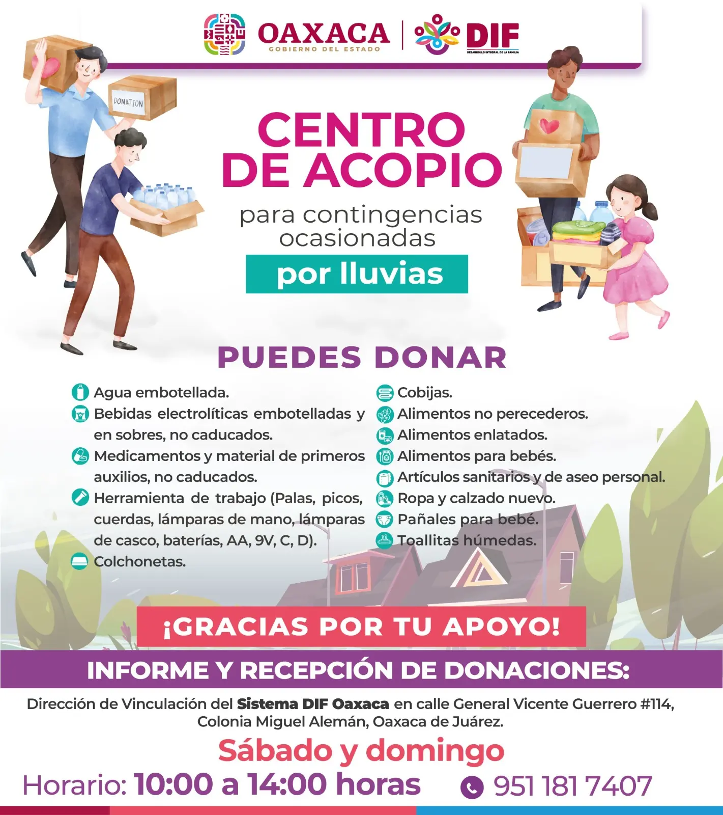 Habilitan centro de acopio en apoyo a afectados por lluvias |