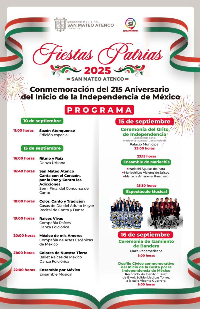 Así celebrará San Mateo Atenco Fiestas Patrias - Primero Editores