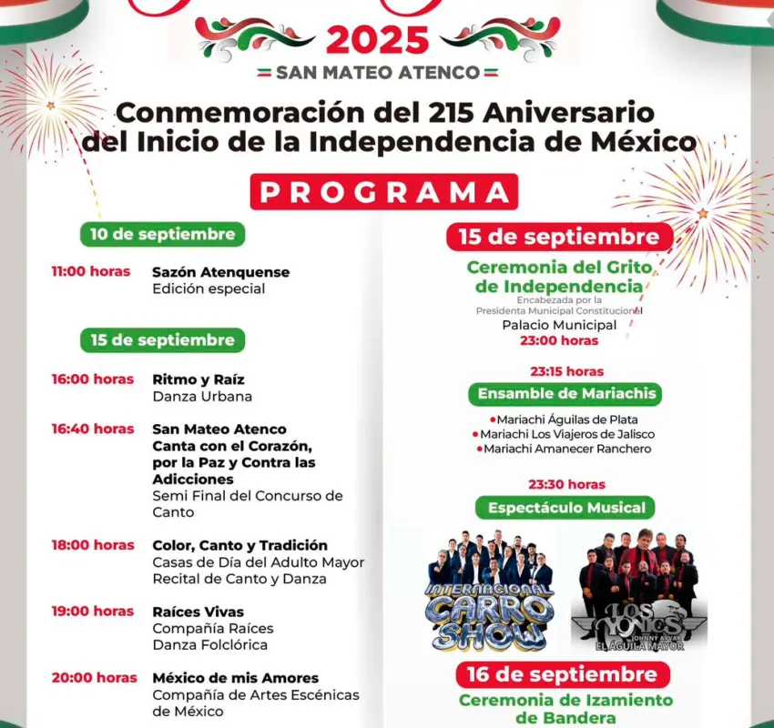 Así celebrará San Mateo Atenco Fiestas Patrias
