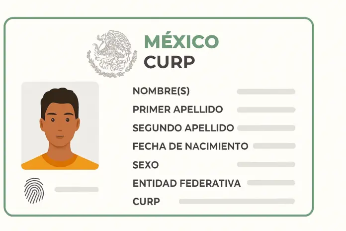 CURP biométrica 2025 con foto y huellas dactilares, documento de identidad digital de México