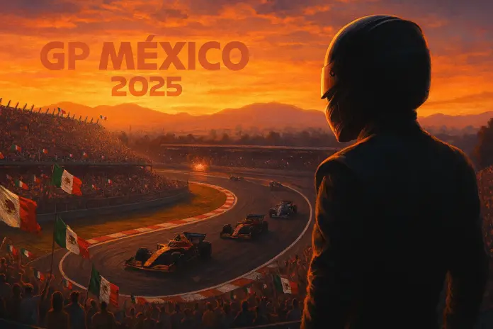 gp-mexico-2025-formula-1-autodromo Autódromo Hermanos Rodríguez durante el Gran Premio de México 2025, con monoplazas en acción y afición mexicana en las gradas.