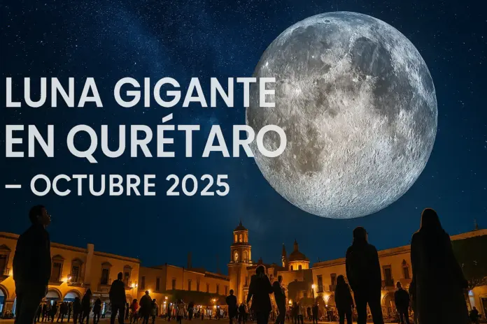 Réplica de la Luna de la NASA de 7 metros en Plaza de Fundadores, Querétaro, octubre 2025