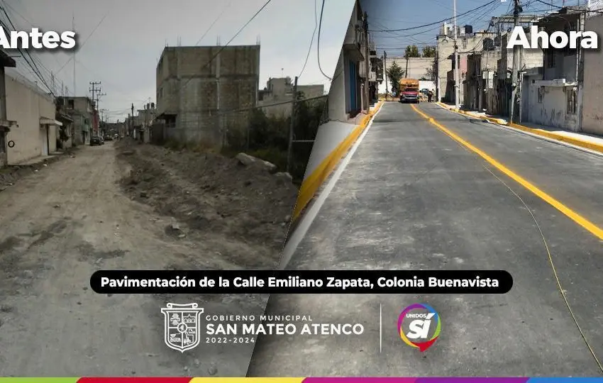 Obras de pavimentación en San Mateo Atenco
