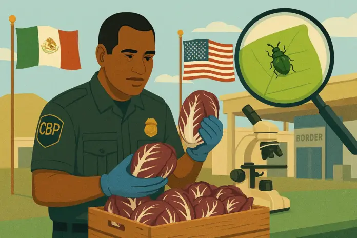 Inspector de CBP detecta plaga inédita en radicchio mexicano en frontera con Sonora