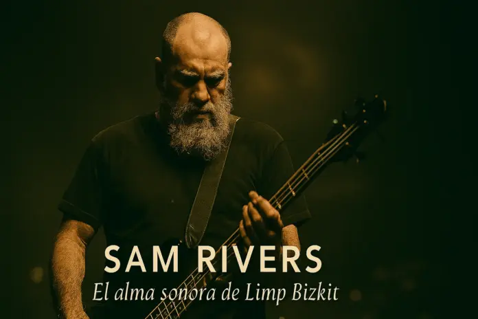 Sam Rivers, bajista fundador de Limp Bizkit, en pleno concierto. Falleció el 18 de octubre de 2025.