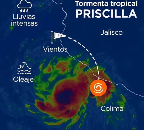 Tormenta tropical Priscilla amenaza costas del Pacífico mexicano