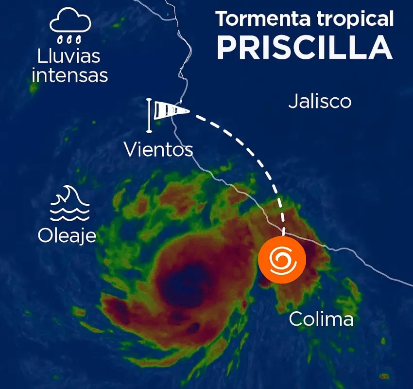 Tormenta tropical Priscilla amenaza costas del Pacífico mexicano