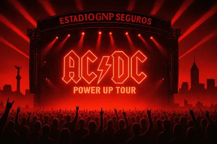 Concierto de AC/DC en el Estadio GNP Seguros, Ciudad de México, abril 2026.