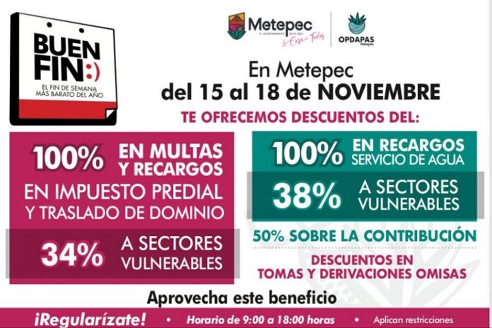 Ofrece Metepec descuentos en predial y agua durante el buen fin ...