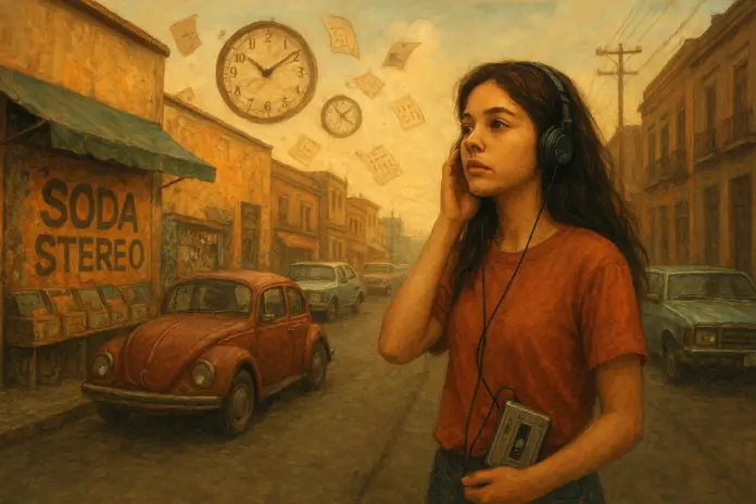 Escena nostálgica de La Casa del Tiempo, serie mexicana ambientada en la CDMX de los años 90 con viajes en el tiempo y elenco latino.