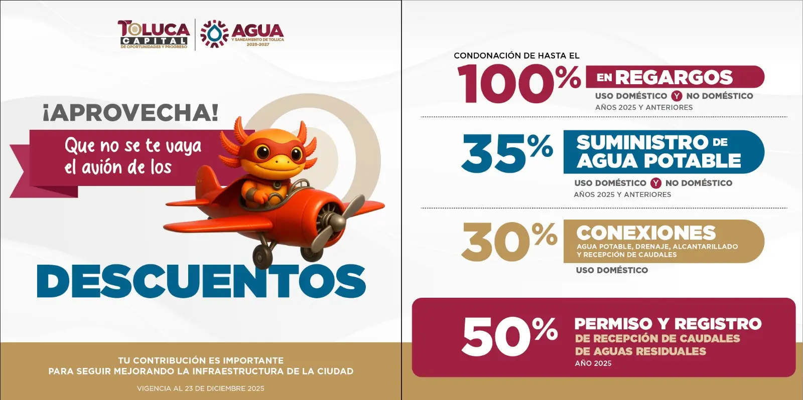 Ofrece Toluca descuentos y bonificaciones en servicio de agua
