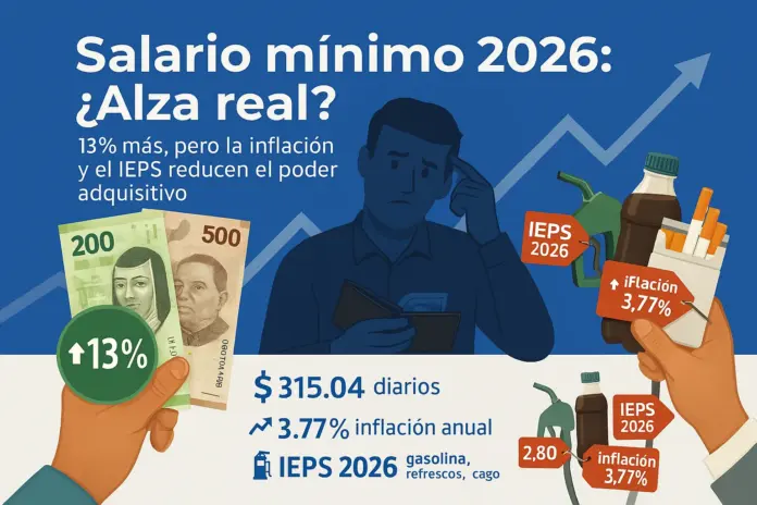 Salario mínimo 2026 comparación inflación IEPS bolsillo mexicano