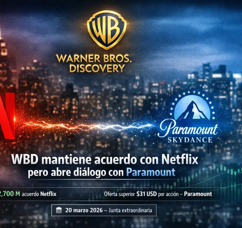 Warner Bros Discovery respalda fusión con Netflix ante rival