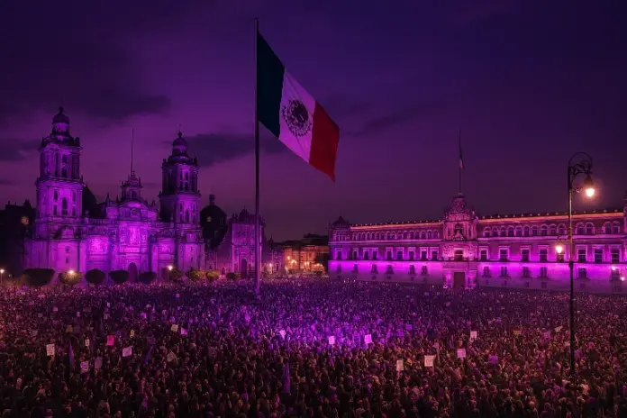 Alumbrado en el Zócalo por el 8M será parte del Festival Tiempo de Mujeres