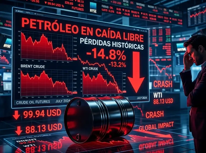 Petróleo sufre mayor caída desde marzo y Brent rompe barrera de 100 dólares