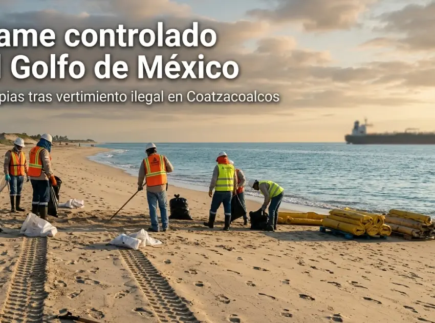 Derrame en el Golfo de México está controlado y playas limpias tras incidente en Coatzacoalcos