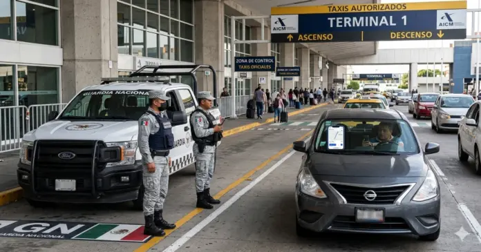 guardia-nacional-operativo-aicm-uber-didi-aeropuerto-cdmx.jpg Operativo de la Guardia Nacional en el Aeropuerto Internacional de la Ciudad de México para evitar que Uber y DiDi recojan pasajeros en las terminales.