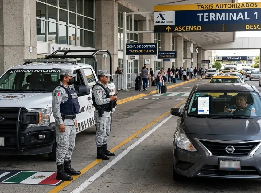Guardia Nacional en el AICM inicia operativo contra taxis de app