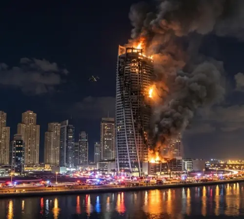 Dubái bajo ataque: dron impacta torre en Creek Harbour