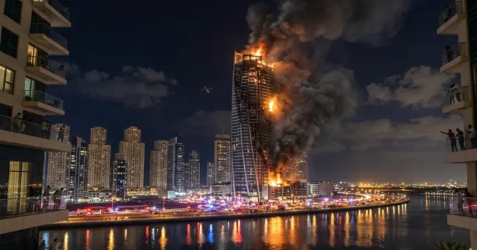 dubai-bajo-ataque-dron-dubai-creek-harbour.png Ataque con dron en Dubái provoca incendio en torre de Dubai Creek Harbour y genera alarma en el skyline nocturno de la ciudad.