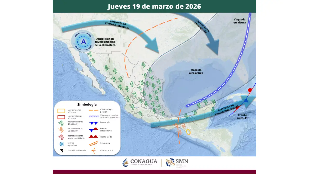 frente frio 41 jueves México Ahora