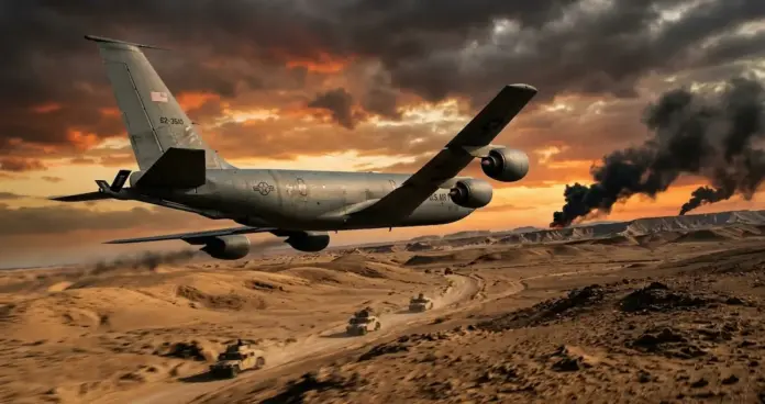 kc-135-irak KC-135 Irak avión cisterna militar estadounidense en vuelo sobre Medio Oriente